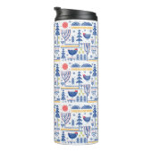 Volkskunst-Winter-Vogel-Muster Thermosbecher (Nach rechts gedreht)