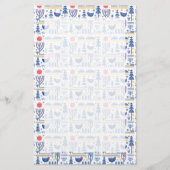 Volkskunst-Wintervogel-Muster Briefpapier (Vorderseite)