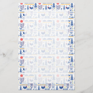 Volkskunst-Wintervogel-Muster Briefpapier