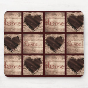 Volkskunst-Zuhause-süße Zuhause-Collagen-Herzen Mousepad