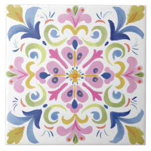 Volkskunstgarten Aquarell Fliese