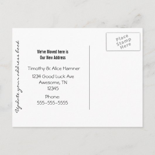 Volkskunsthäuser, die wir umgezogen haben ankündigungspostkarte (Rückseite)