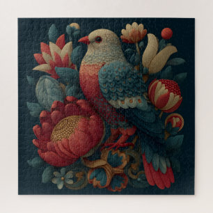 Volkskunstillustration eines Vogels inmitten leben Puzzle