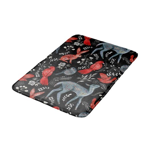 Volkskunststil-Blumenmuster-Designs Badematte (Schrägansicht)