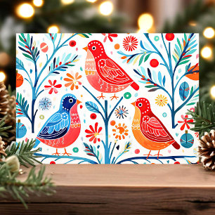 Volkslied Kunst Vögel und Blumen Farbige Blumenmus Feiertagskarte