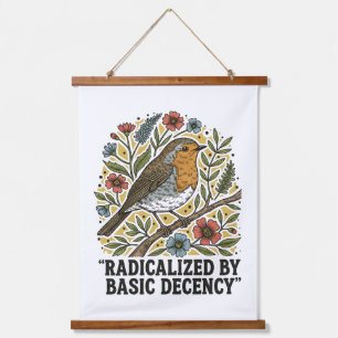 Volkslied-Vogel-Illustration für soziale Gerechtig Wandteppich Mit Holzrahmen