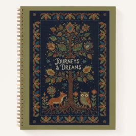 Volkslied Wald Natur, Faux-Stickerei Navy Leinen  Notizblock