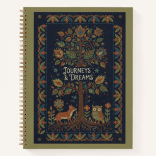 Volkslied Wald Natur, Faux-Stickerei Navy Leinen  Notizblock