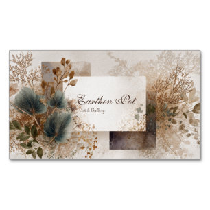 Volksmund Botanisch Abstrakt Blau Grün Beige Magnetische Visitenkarte