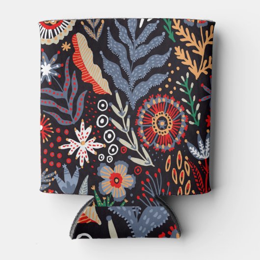 Volksmuster: farbenfrohe textile Blume Dosenkühler (Vorderseite)