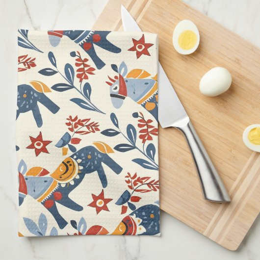 Volksmuster Geschirrtuch (Viertel Falte)