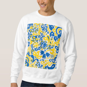 Volksmuster mit Farben der ukrainischen Flagge Sweatshirt
