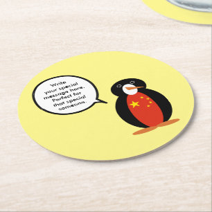 Volksrepublik China Frau Pinguin Personalisiert  Runder Pappuntersetzer