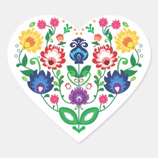 Volkssinn. Liebe Folklore Herz-Aufkleber (Vorderseite)