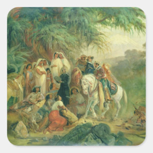 Volksszene in Citlaltépetl, Mexiko Quadratischer Aufkleber