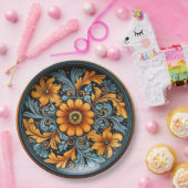 Volkstafotterie Inspiriert Gelb, Rost, Marine Pappteller (Party)