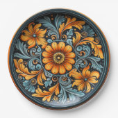 Volkstafotterie Inspiriert Gelb, Rost, Marine Pappteller (Vorderseite)