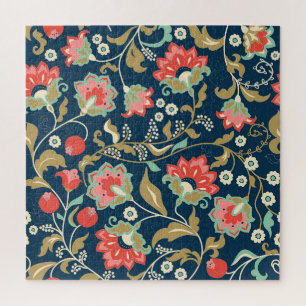 Volkstümliche Blumenfarbe: Handgezeichnet Nahtlos Puzzle