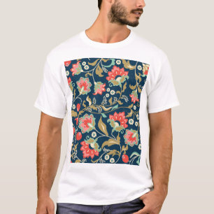 Volkstümliche Blumenfarbe: Handgezeichnet Nahtlos T-Shirt