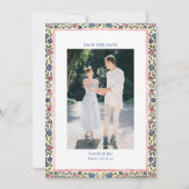 Volkstümliche Florale Umrandung Moderne Coquette R Save The Date (Vorderseite)