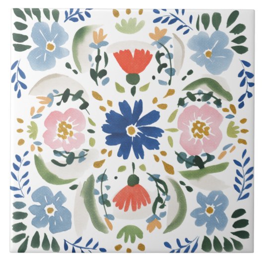 Volkstümliche Gartenaquarell Fliese (Vorderseite)