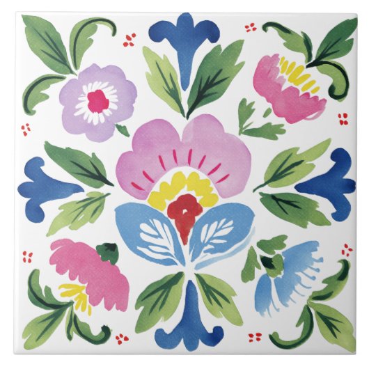 Volkstümliche Gartenaquarell Fliese (Vorderseite)