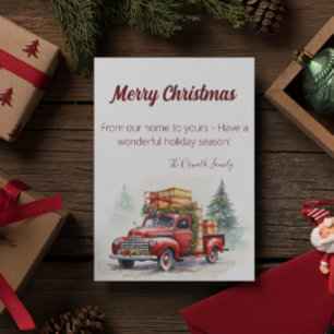 Voll anpassbare Vintage LKW Weihnachtskarte Feiertagskarte