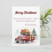 Voll anpassbare Vintage LKW Weihnachtskarte Feiertagskarte (Stehend Vorderseite)