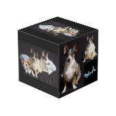 Voll anpassbarer Foto-Würfel Würfel (Rückseite Schrägansicht)