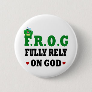 Voll auf Gott Frog Button