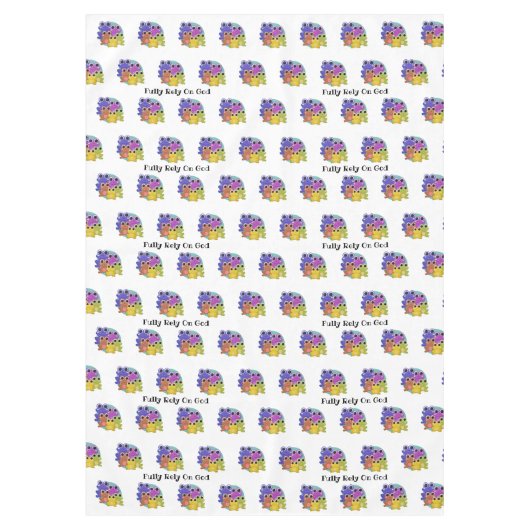 Voll auf Gott verlassen farbenfrohe Custom FROG Tischdecke (Vorderseite)