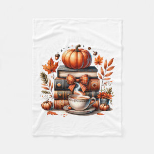 Voll gebucht für Herbstbücher Kürbis Herbst Dankfe Fleecedecke
