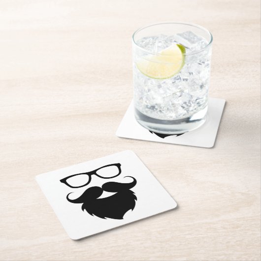 Voll gewachsener lustiger Bart-Mann Rechteckiger Pappuntersetzer (Vor Ort)