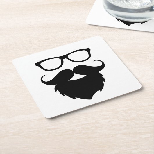 Voll gewachsener lustiger Bart-Mann Rechteckiger Pappuntersetzer (angewinkelt)