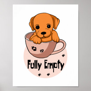 Voll leerer Kawaii-Orang-Welpe in einer Kaffee-Tas Poster