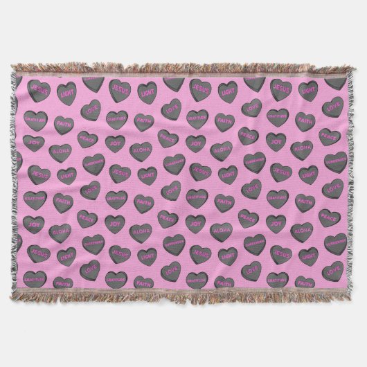 Voll Liebe Herz Muster schwarz pink Decke (Vorderseite)