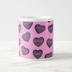 Voll Liebe Herz Muster schwarz pink Jumbo-Tasse