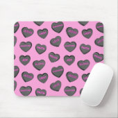 Voll Liebe Herz Muster schwarz pink Mousepad (Mit Mouse)