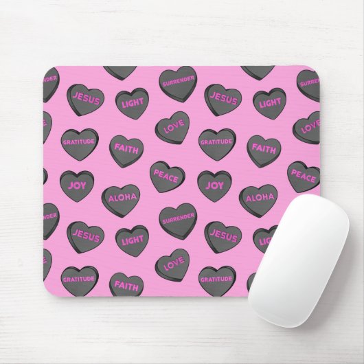 Voll Liebe Herz Muster schwarz pink Mousepad (Mit Mouse)