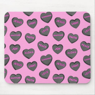 Voll Liebe Herz Muster schwarz pink Mousepad
