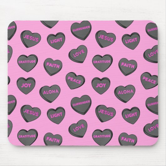 Voll Liebe Herz Muster schwarz pink Mousepad (Vorne)