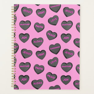 Voll Liebe Herz Muster schwarz pink Planer