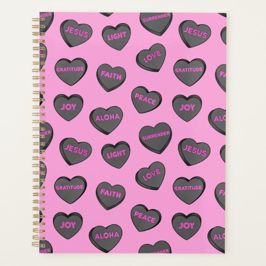 Voll Liebe Herz Muster schwarz pink Planer (Vorderseite)