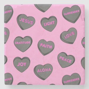 Voll Liebe Herz Muster schwarz pink Steinuntersetzer