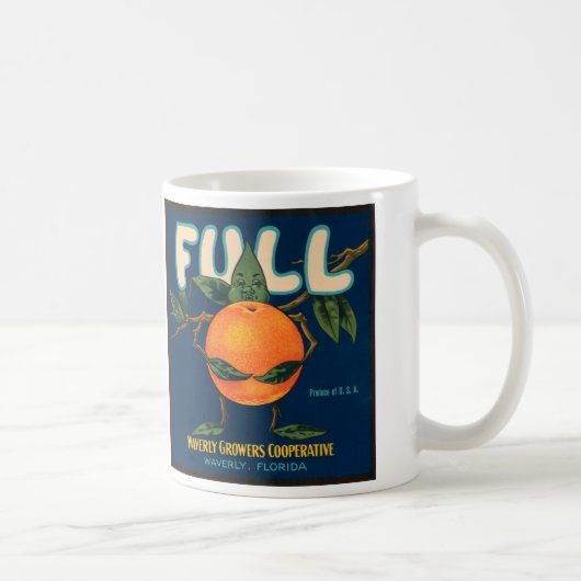 Voll - orange Kisten-Aufkleber Kaffeetasse (Rechts)