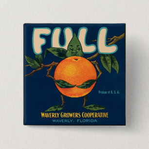 Voll - Orangen-Kistenetikett Button