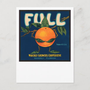 Voll - Orangen-Kistenetikett Postkarte