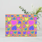 voll von bunten Herzen Einladung (Stehend Vorderseite)