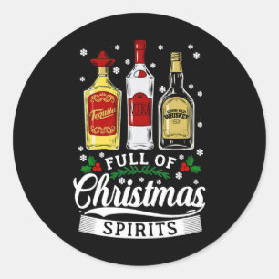 Voll von Weihnachtsbrillen Vodka Tequila Whiskey X Runder Aufkleber