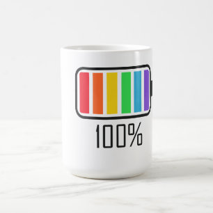 Vollbatterie-Regenbogenfarben Kaffeemaschine Tasse